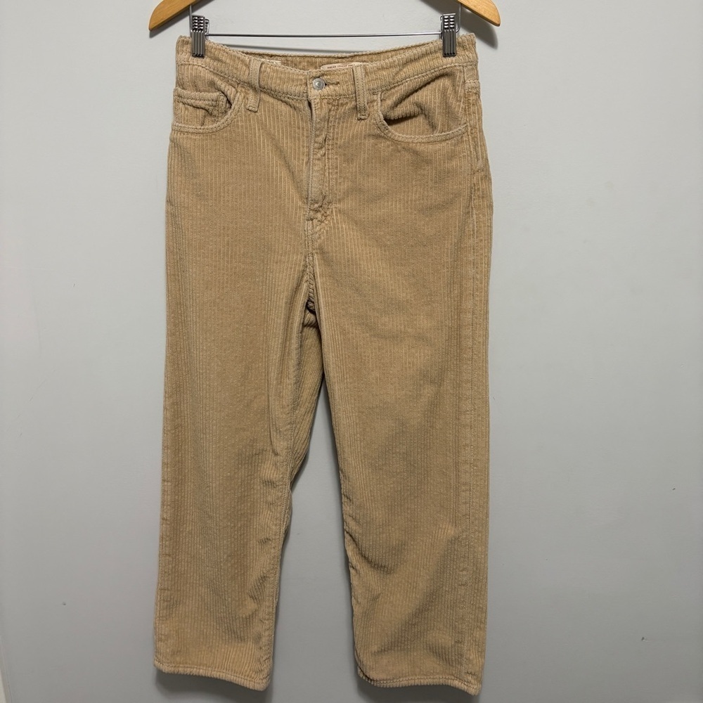 Levis Pants Womens 28 (29x25) Beige Ribcage Straight Ankle Corduroy